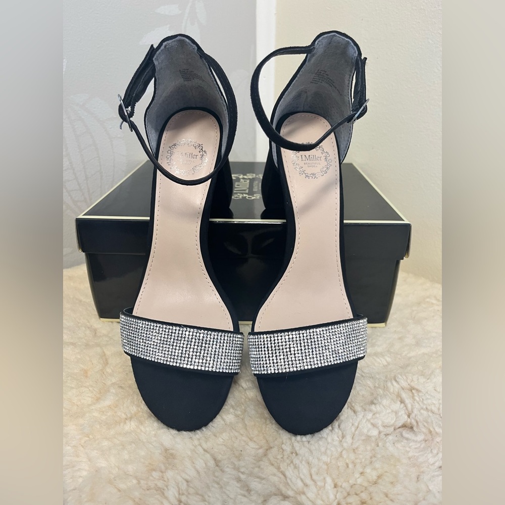 I Miller Black Open Toe Block Heel Pumps Sz Im Emily Size 6.5M - Picture 2 of 7